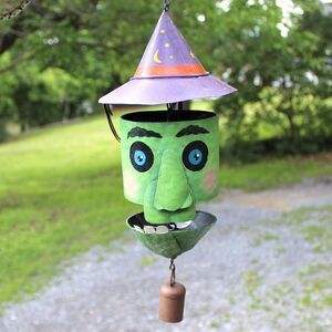 Witch Wind Chimes Halloween hanging decor New Creative metal 15"
